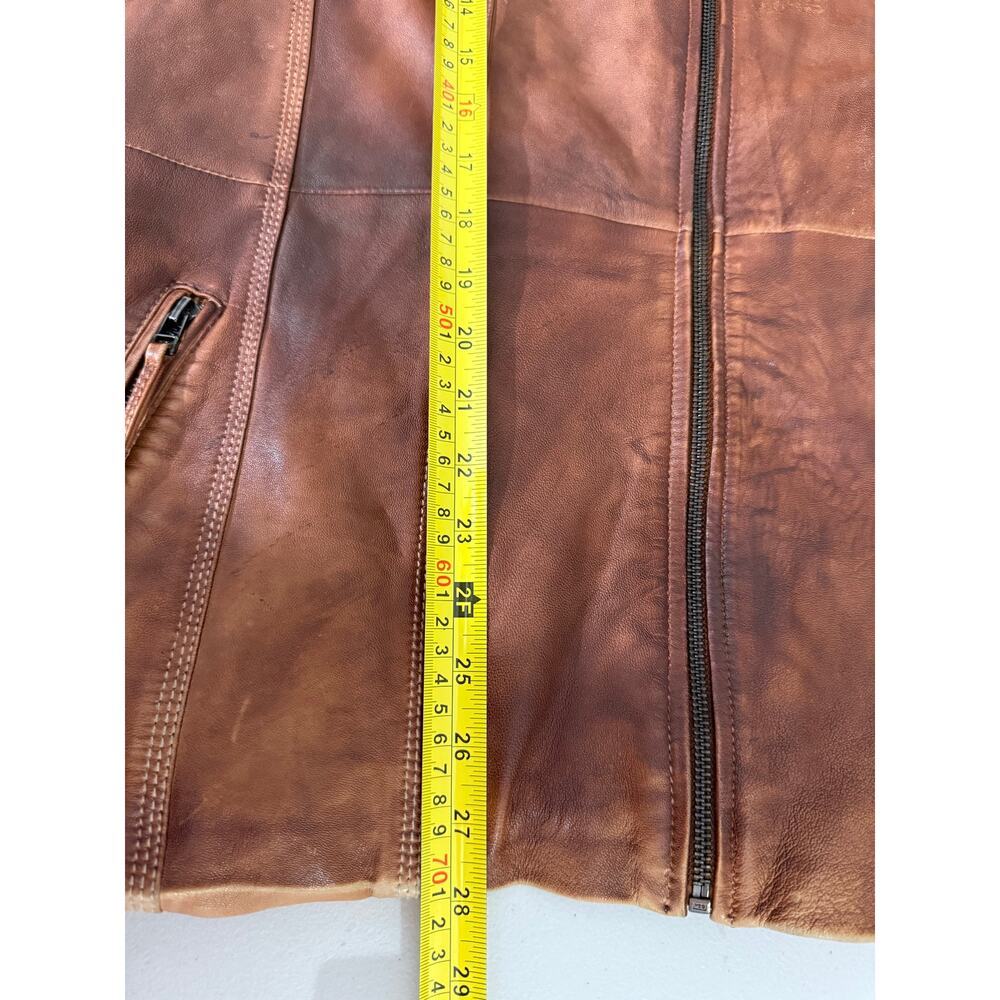 Wilsons Brown Leather Hooded Fur-Trim Jacket Women’s 1X Genuine Leather Coat - Picture 11 of 11